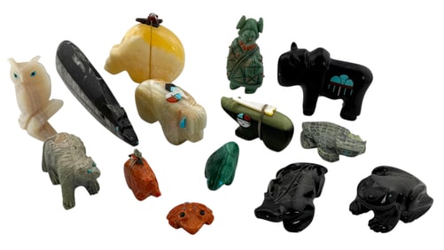 Collection of Native American Zuni Fetish Stone Figurines