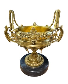 French Empire Style Brass and Marble Tazza