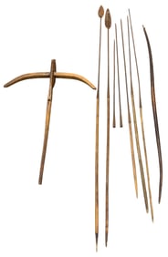 Collection of Antique Africa Bows and Spears