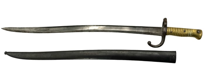 French Model 1866 Chassepot Yataghan Sword Bayonet with Steel Scabbard