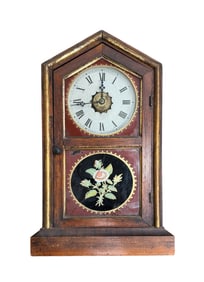 Antique New Haven Eight Day Mantle Clock in Walnut Case