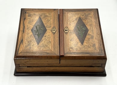 Victorian-Era Writing Box with Burl Wood Inlaid
