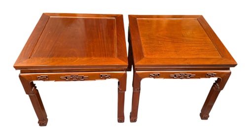 Pair of Huali Chinese Rosewood End Tables