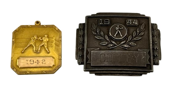 1944 Boxing Belt Buckle and 1942 Gold Filled Boxing Fob Medal