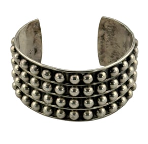 Southwestern Sterling Silver Studded Dome Cuff Bracelet