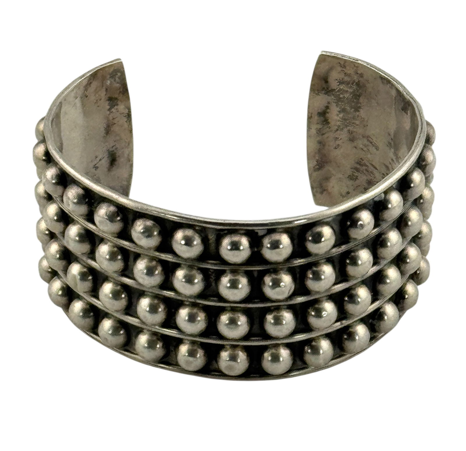 Southwestern Sterling Silver Studded Dome Cuff Bracelet (1 of 4)