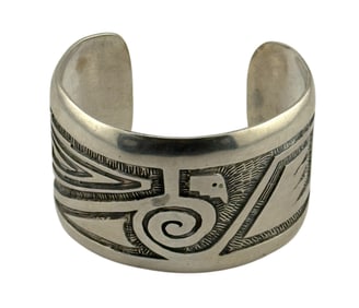 Native American Hopi Sterling Silver Cuff Bracelet