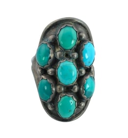 Vintage Navajo Sterling Silver Multi-Turquoise Stone Ring