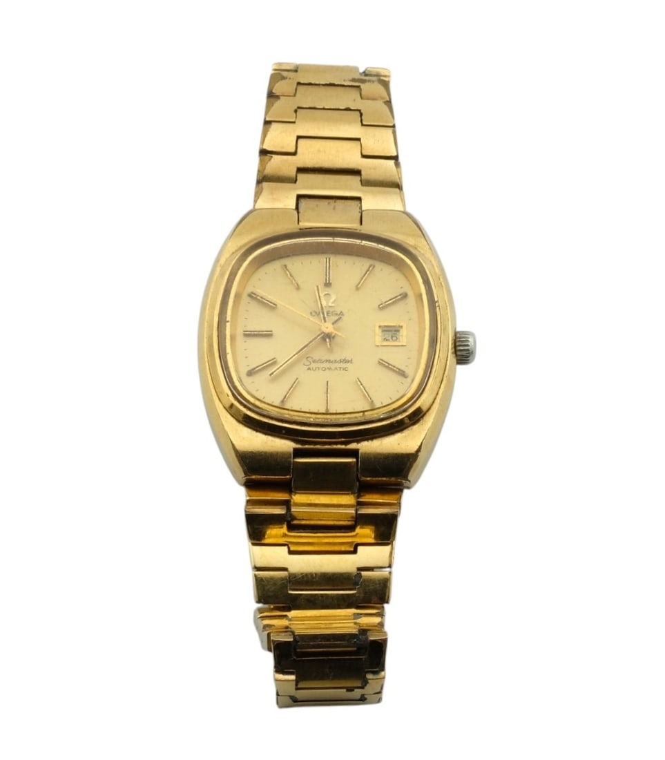 Omega Seamaster Stainless Steel Gold Dial Automatic Ladies Watch (1 of 3)