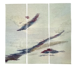 Modern Woven Contemporary Triptych Tapestry Signed