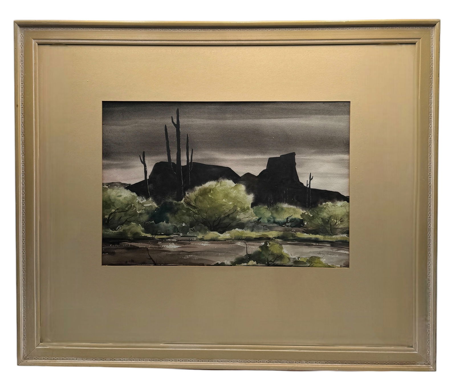 Gerry Pierce (1900-1968, American) Desert Landscape Watercolor (1 of 3)