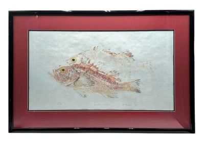 J.W Bill Twibell "Vermilion Rockfish" Gyotaku Limited Print