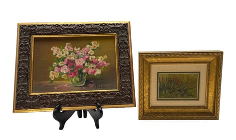 Pair of Small Framed Oil on Board Paintings Signed.