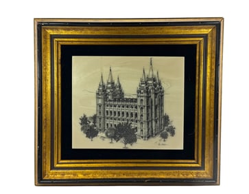 Cultured Marble Engraving Artwork Signed