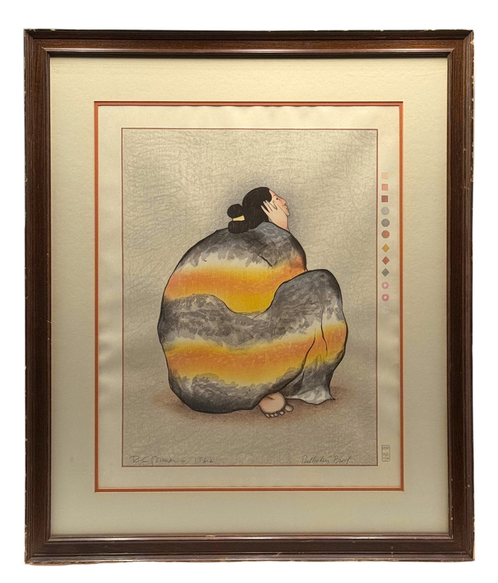Rare RC Gorman (1931-2005) Color Woodcut "Monica" Proof Signed: Rare RC Gorman Color Woodcut "Monica" Proof Signed. 1931-2005 - Gorman is considered by many to be the premiere Indian artists. The New York Times quoted him as being the Picasso of American Indian Ar