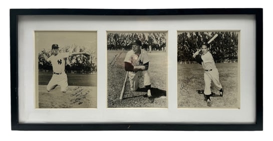 Framed Autograph Photos of MLB Mickey Mantle, Yogi Berra and Billy Martin