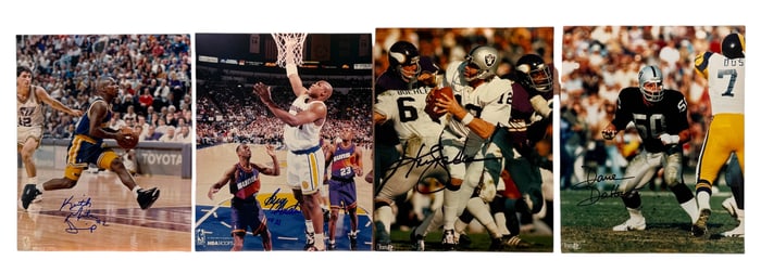 Four Autographed Photographs of Byron Houston, Keith Jennings, Dave Dalby, and Ken Stabler