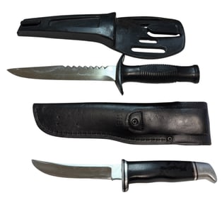 Vintage Diving Knife and Buck 118 Deer Hunting Knife
