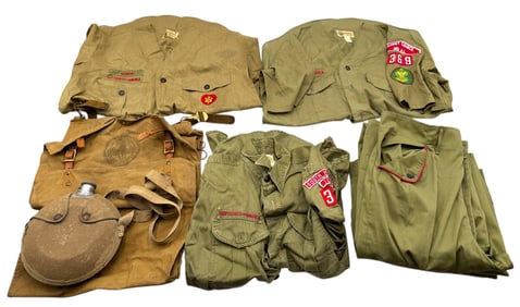 Collection of Vintage Boy Scout Uniforms and Gear