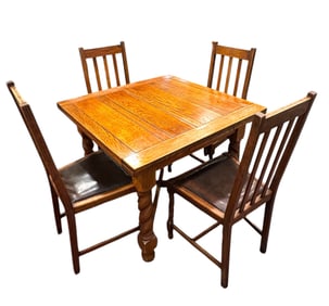 Antique Barley Twist Table and Four Chairs