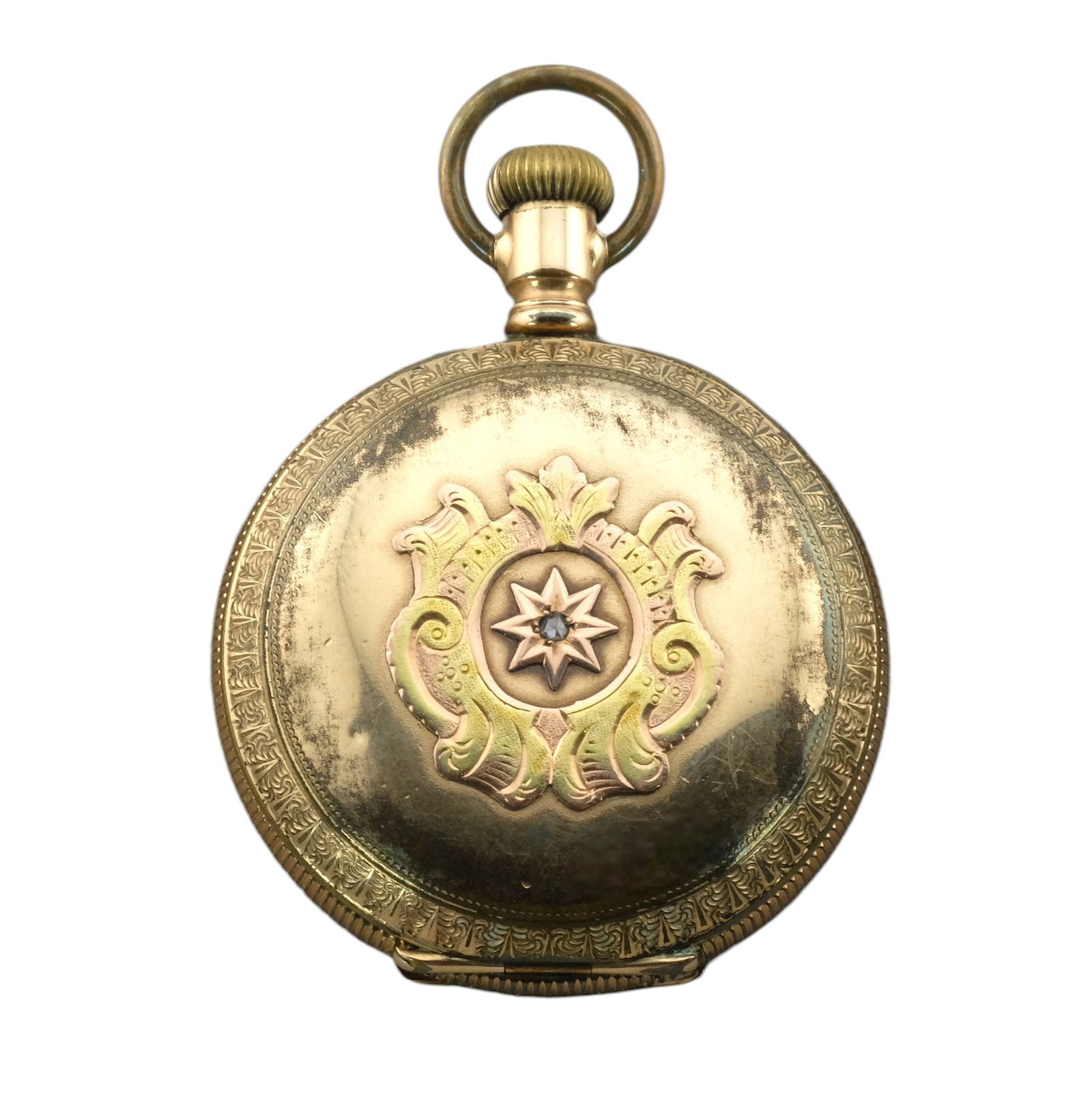 Rare 1897 Waltham Tri-Color and Diamond Hunter Case Pocket Watch Limited Production (1 of 4)