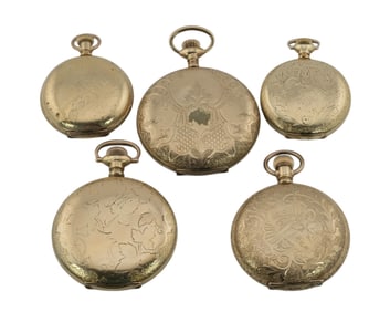 Collection of 5 Hunter Case Gold Filled Pocket Watches
