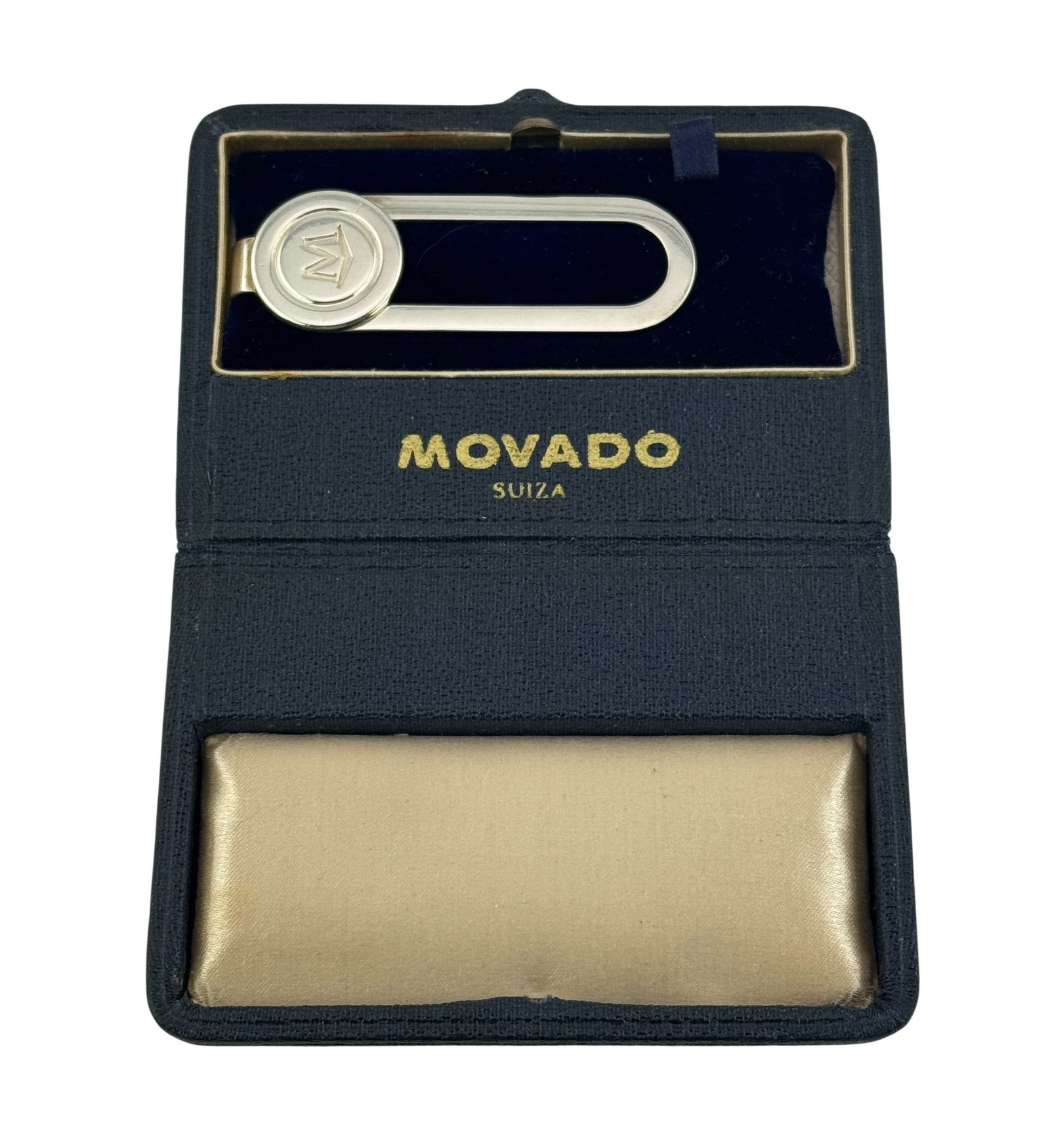 Vintage Movado Sterling Silver Money Clip with Original Box.: Vintage Movado Sterling Silver Money Clip with Original Box. Stamped "Movado 925." Length of clip is 2.5" and weight 12.5 grams. j/m