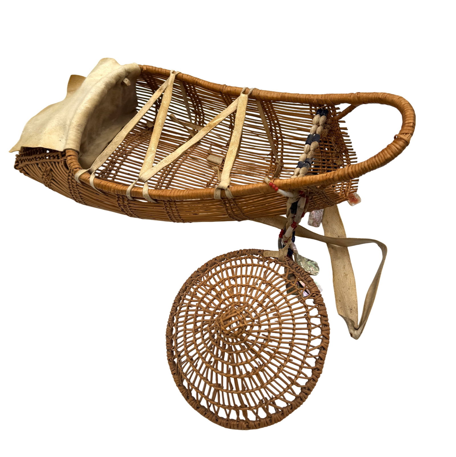 1960s Yurok Modoc Basketry Beaded and Hide Baby Cradle Board (1 of 5)