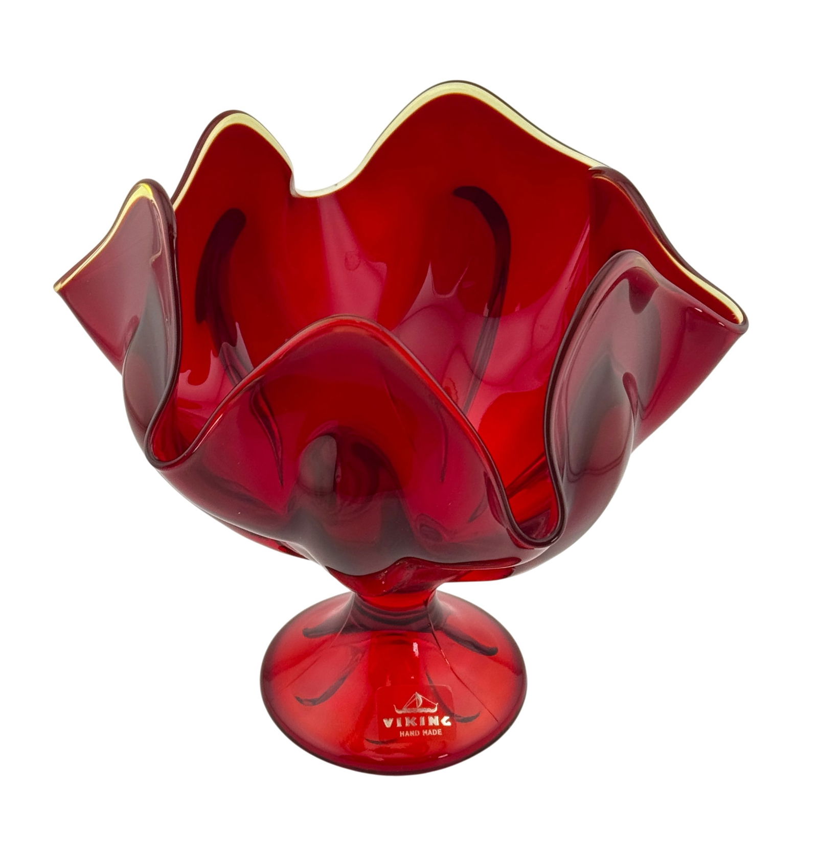 Vtg Viking Ruby Amberina Art Glass: Vtg Viking Ruby Amberina Art Glass. 6.5" x 6" x 6"