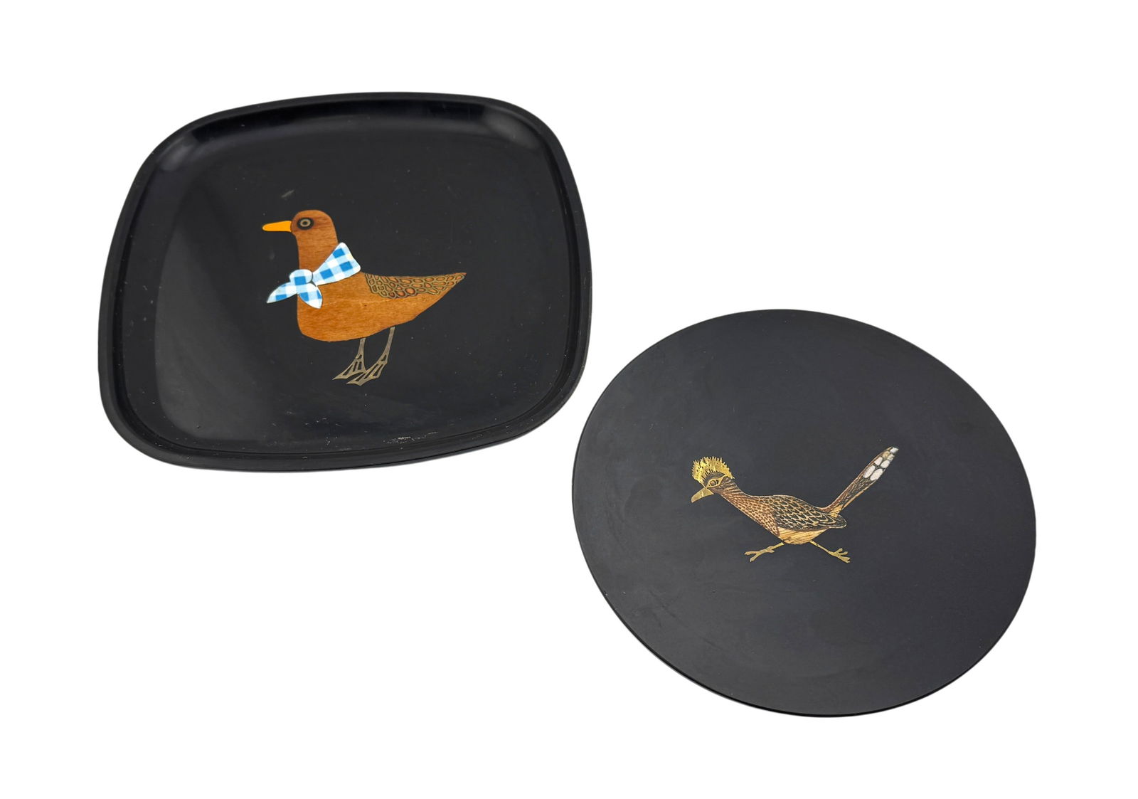 2 Vtg MCM Couroc Monterey Lacquered Plates (1 of 2)