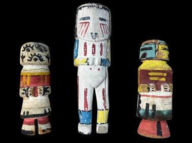 Lot of 3 Native American Hopi Kachina Dolls.  C. 1950s