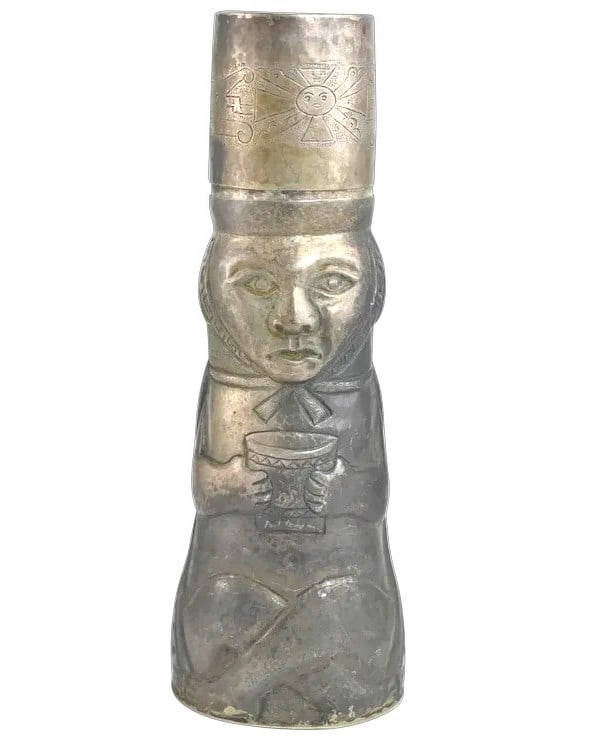 Sterling Silver Peruvian Motif Hand Made Martini Shaker (1 of 3)