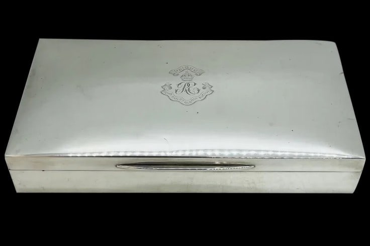 English Sterling Silver Cigarette Case with Wood Insert (1 of 8)