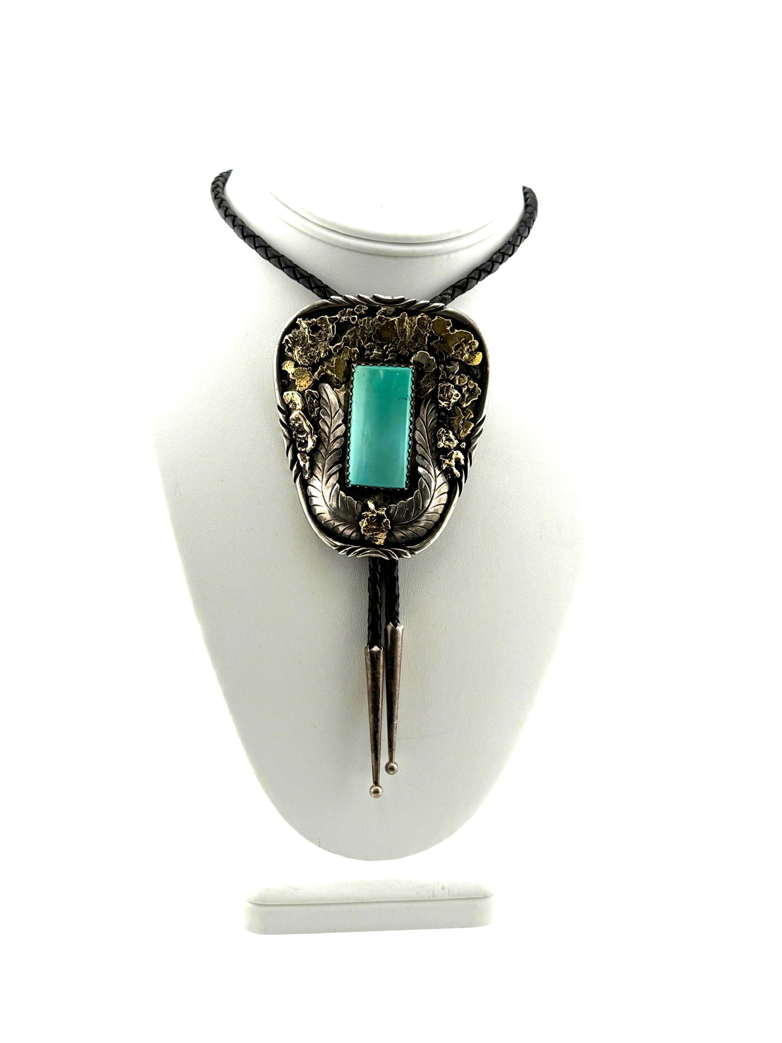 Native American Sterling Silver with Gold Inlay Bolo Tie (1 of 3)
