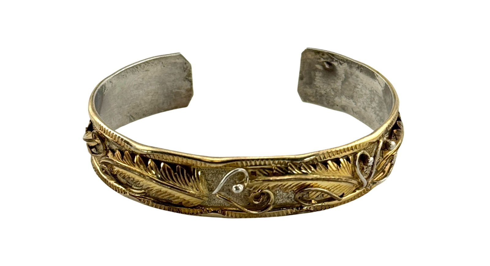 Native American Sterling Silver Cuff Bracelet with Gold Overlay (1 of 3)