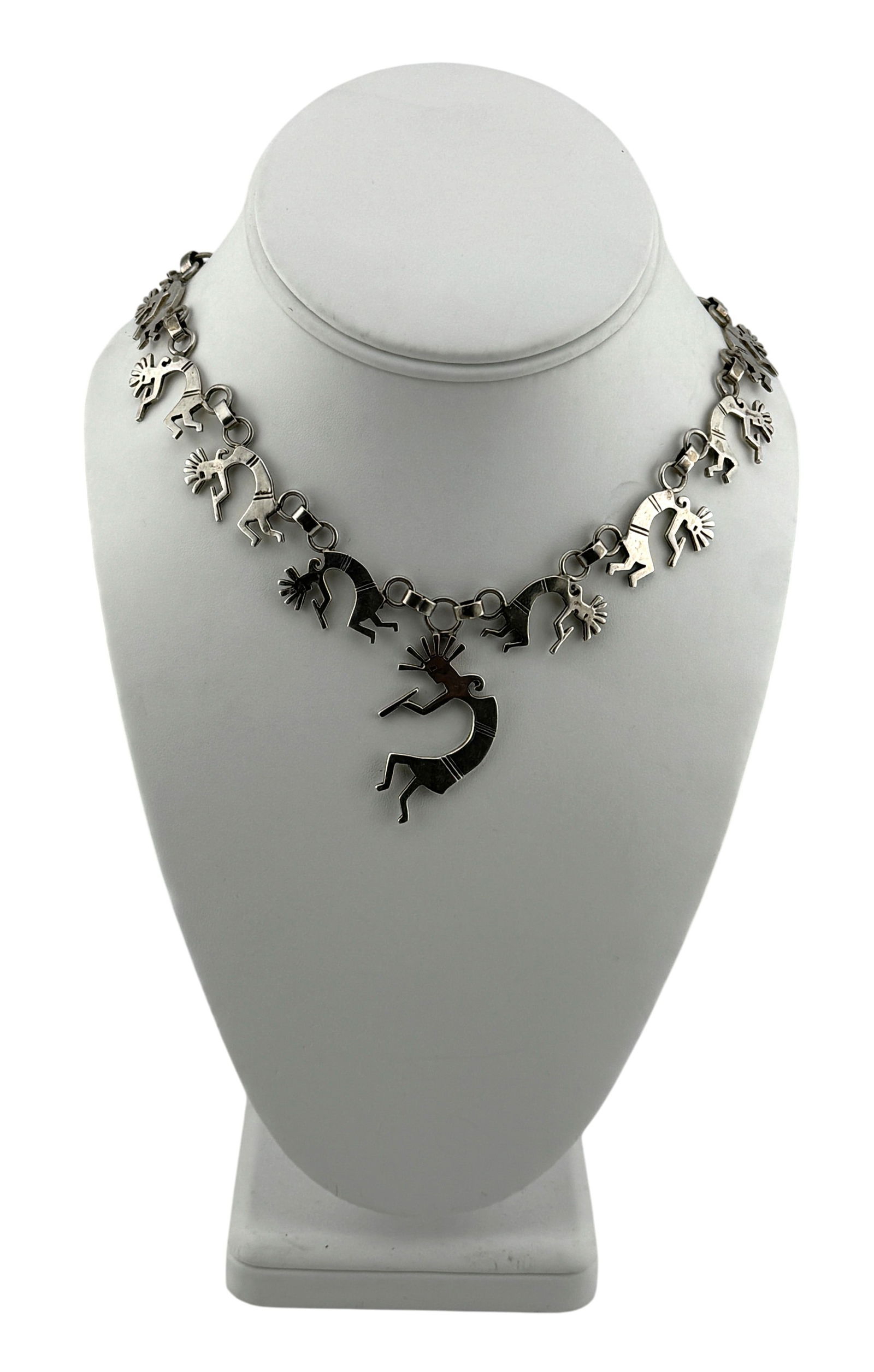 Vintage Zuni Sterling Silver Kokopelli Dancer Necklace (1 of 3)