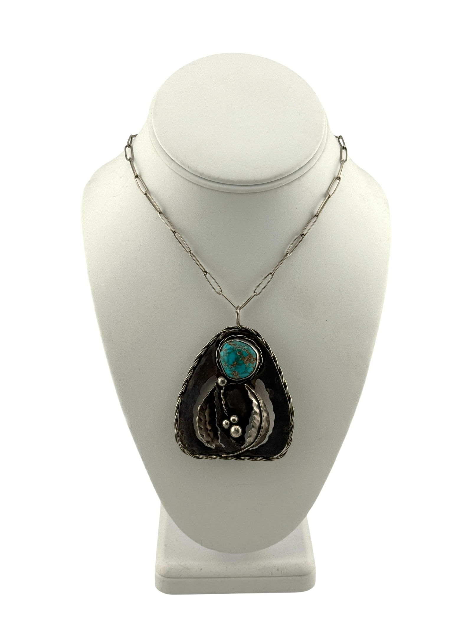Double Sided Native Amercian Navajo Sterling Silver Turquoise Necklace (1 of 5)