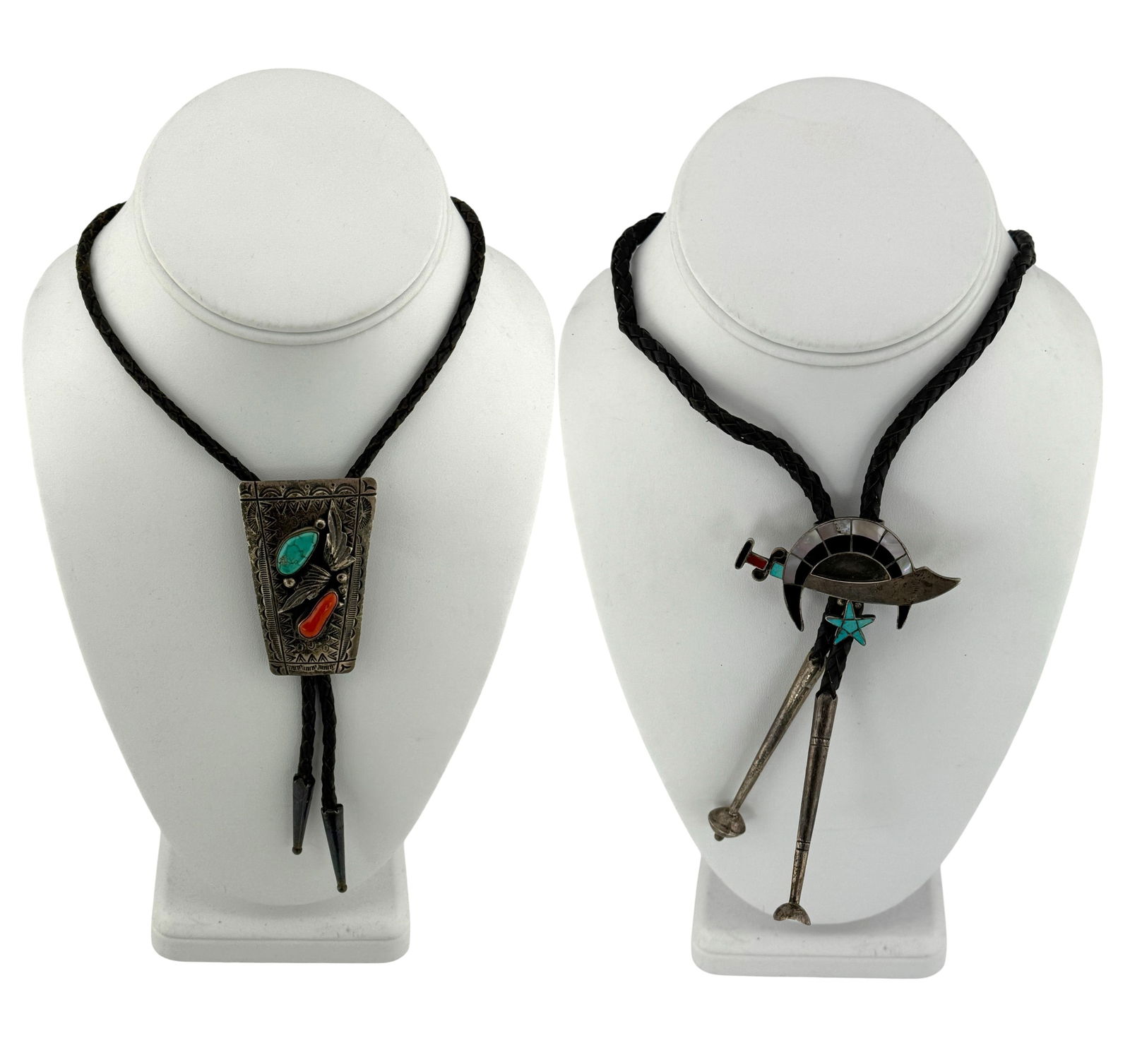 Lot of Two Native American Sterling Silver Bolo Tie (1 of 5)