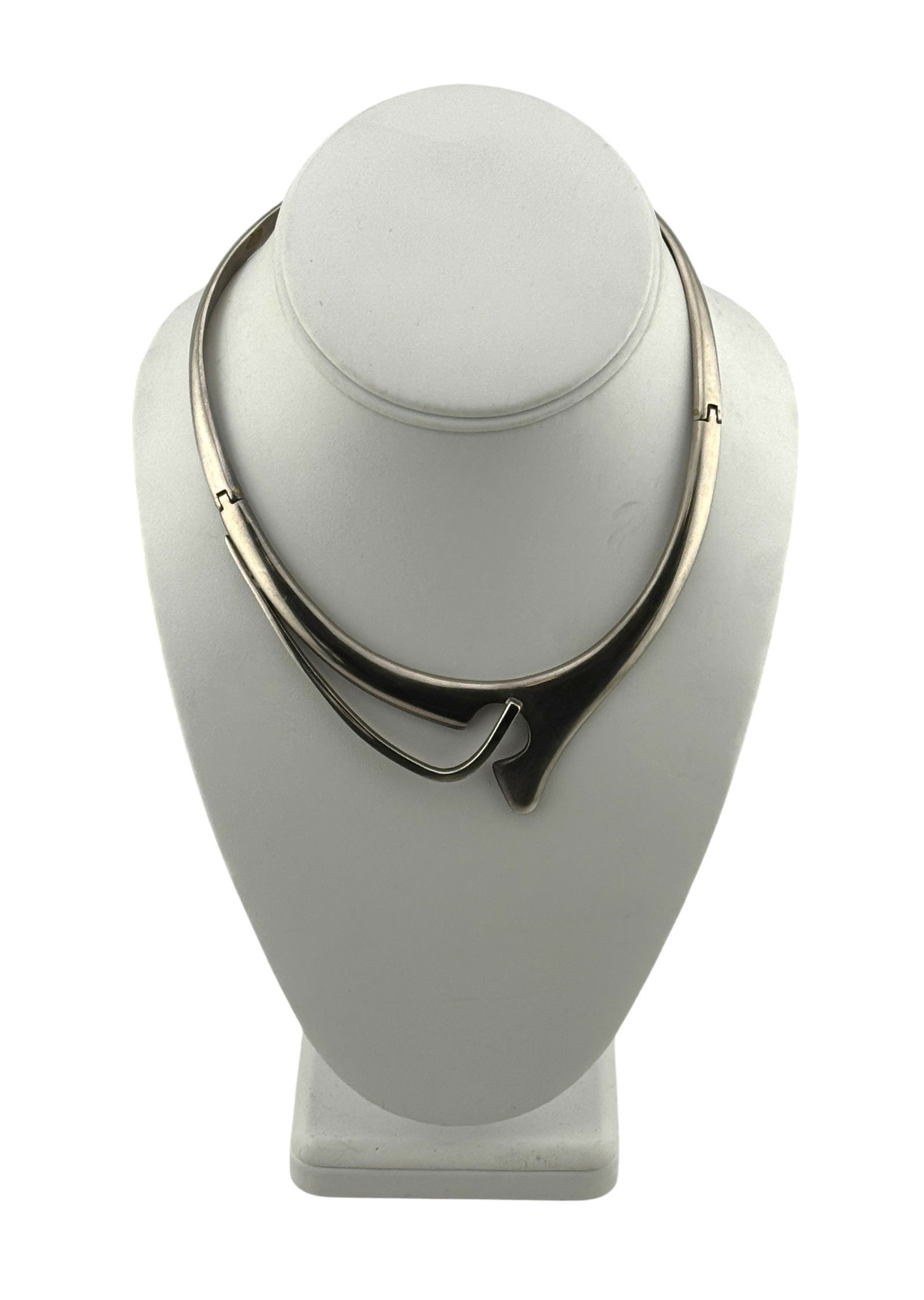 Signed Mexico TH-99 Silver Modernist Collar Choker (1 of 3)
