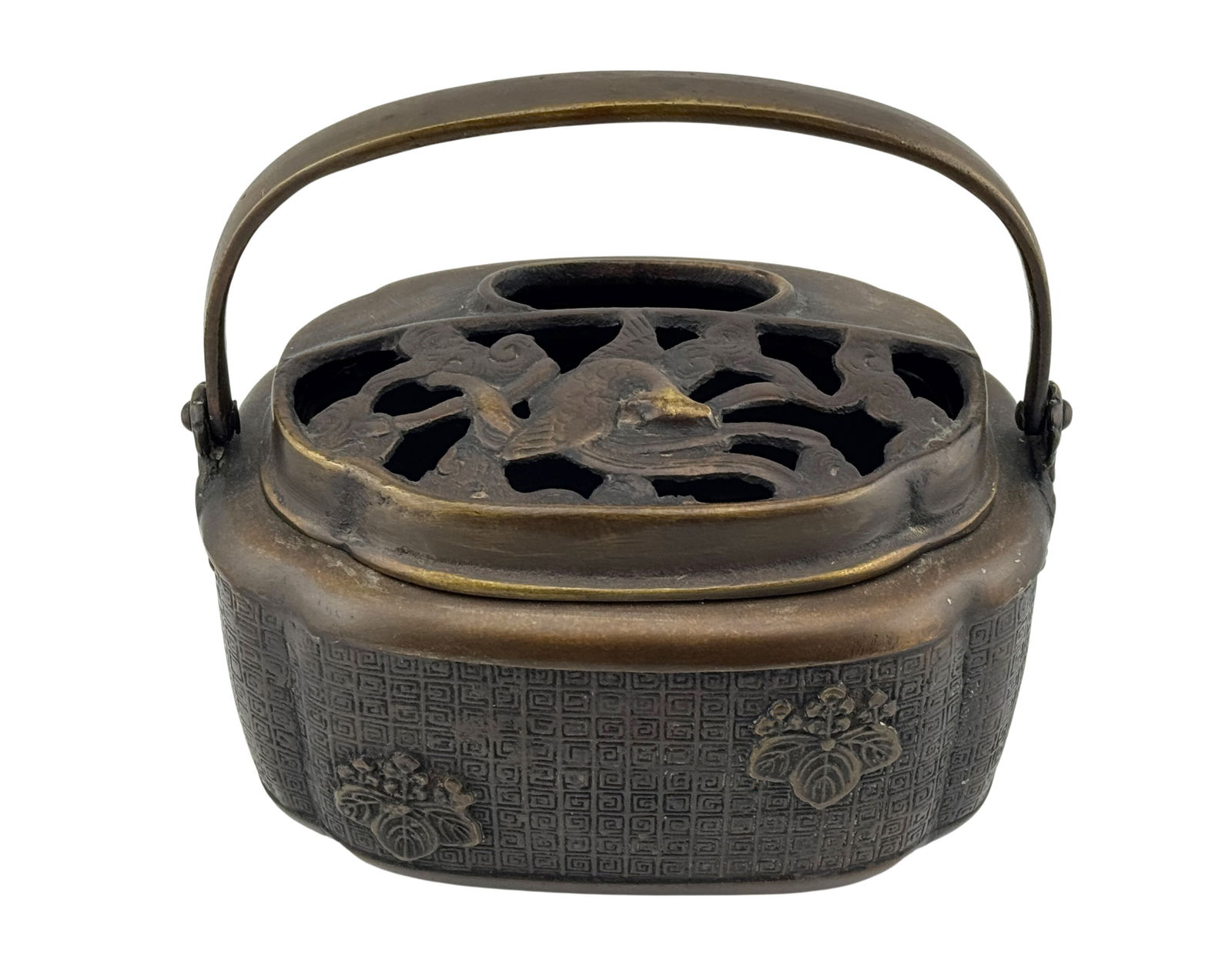 Antique Chinese Bronze Incense Burner Warmer with Seal Signature: Antique Chinese Bronze Incense Burner Warmer with Seal Signature. 6" x 4" x 6"