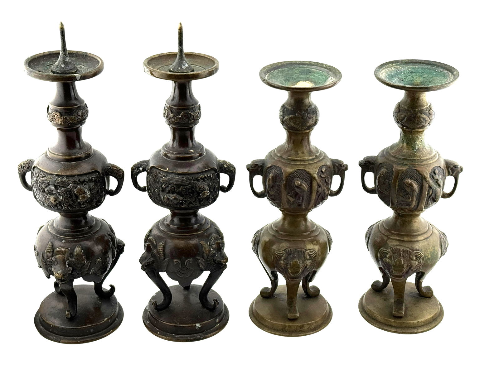 Lot of 4 Bronze Temple Alter Candles (1 of 3)