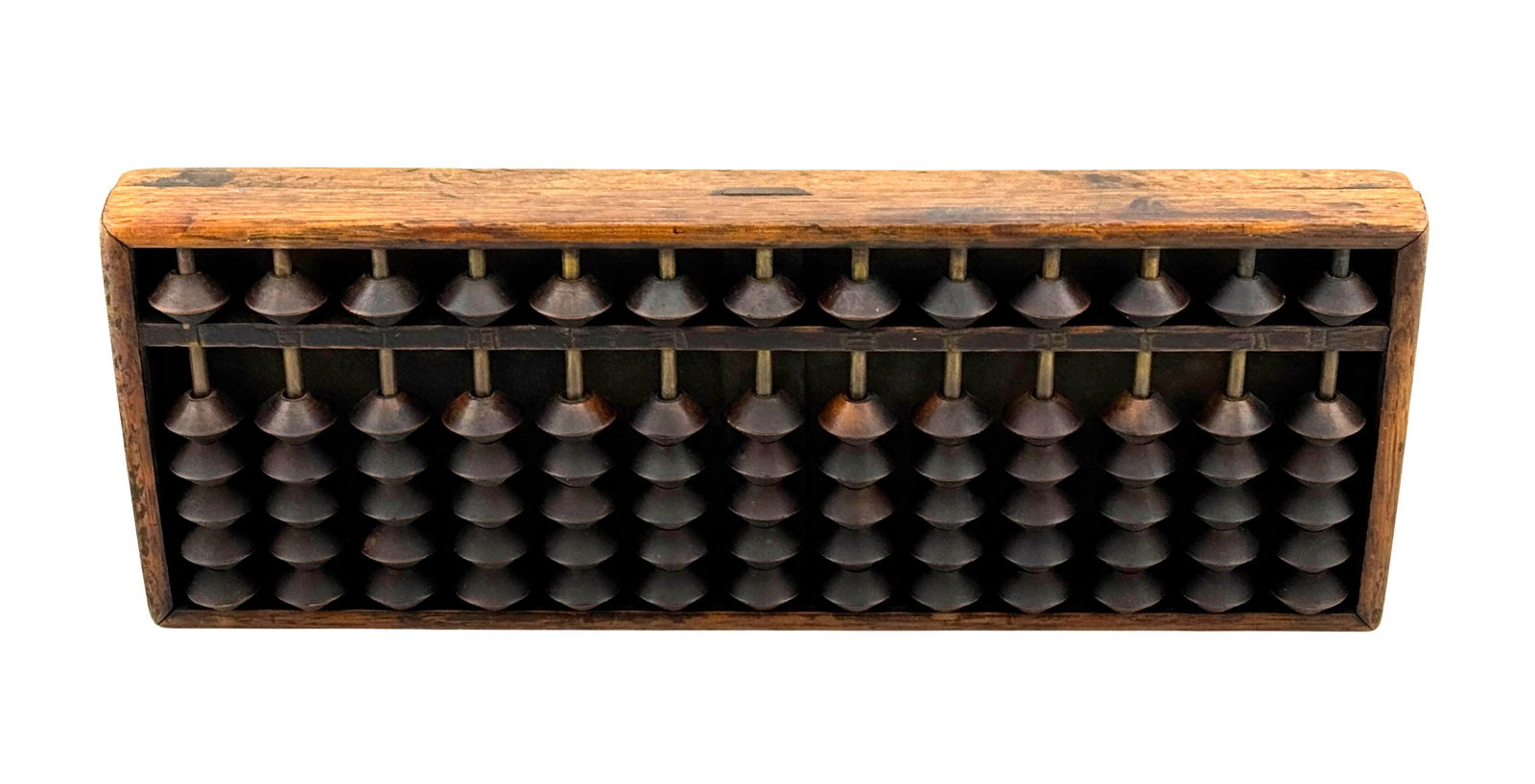Antique Japanese Wood Soroban Abacus 13 Rows Hand Carved (1 of 2)