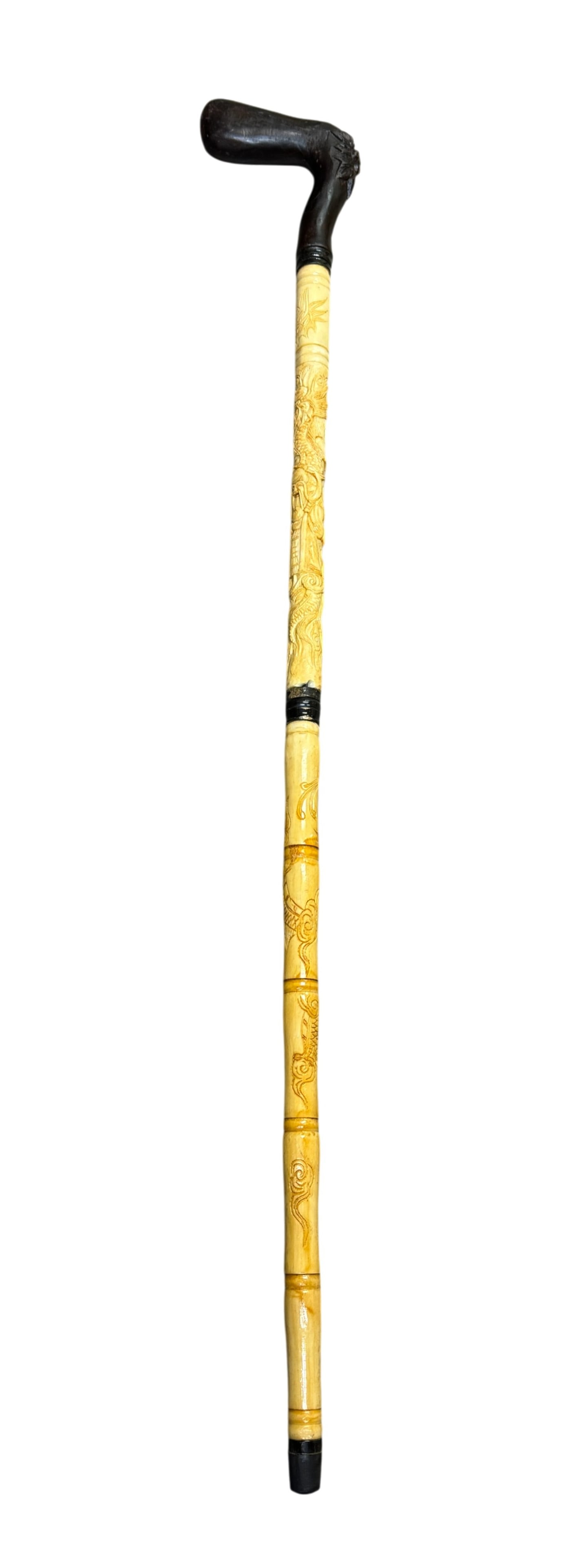 Vintage Bone Carved Cane with Dragon Motif (1 of 4)