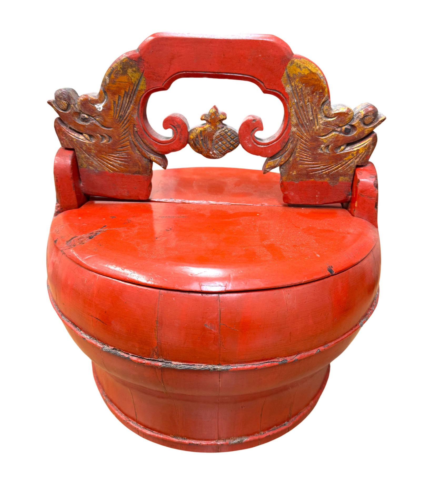 Vintage Chinese Red Laquered Wooden Wedding Basket (1 of 3)