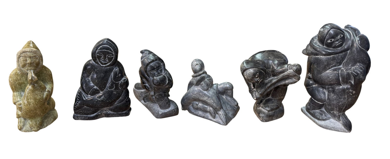 Collection of 6 Inuit Soapstone Carvings by Canadian Eskimo Artists (1 of 3)