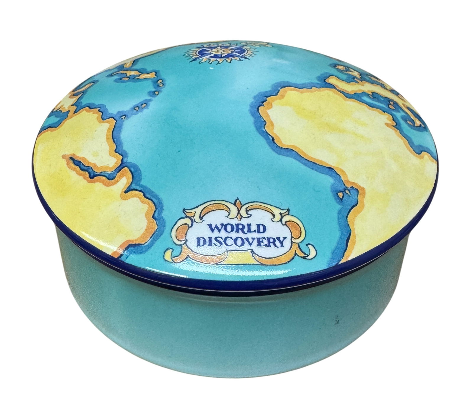 Tiffany and Co Tauck World Discovery Map Porcelain Trinket Box: Tiffany and Co Tauck World Discovery Map Porcelain Trinket Box Made in France 2000. Dimension 5" diameter and 2.5" tall A/R