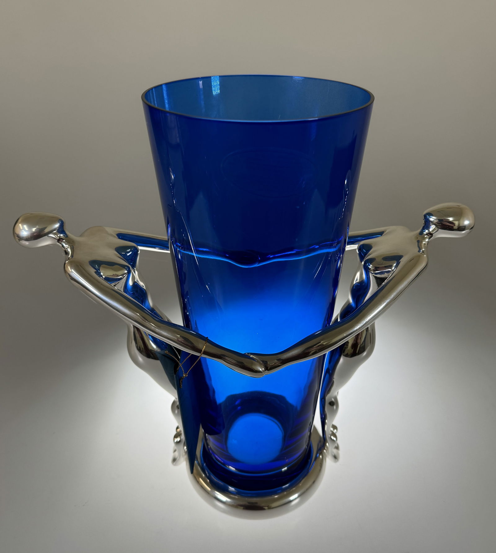Marcello Giorgio Silver Plated Blue Glass Figural Vase (1 of 5)