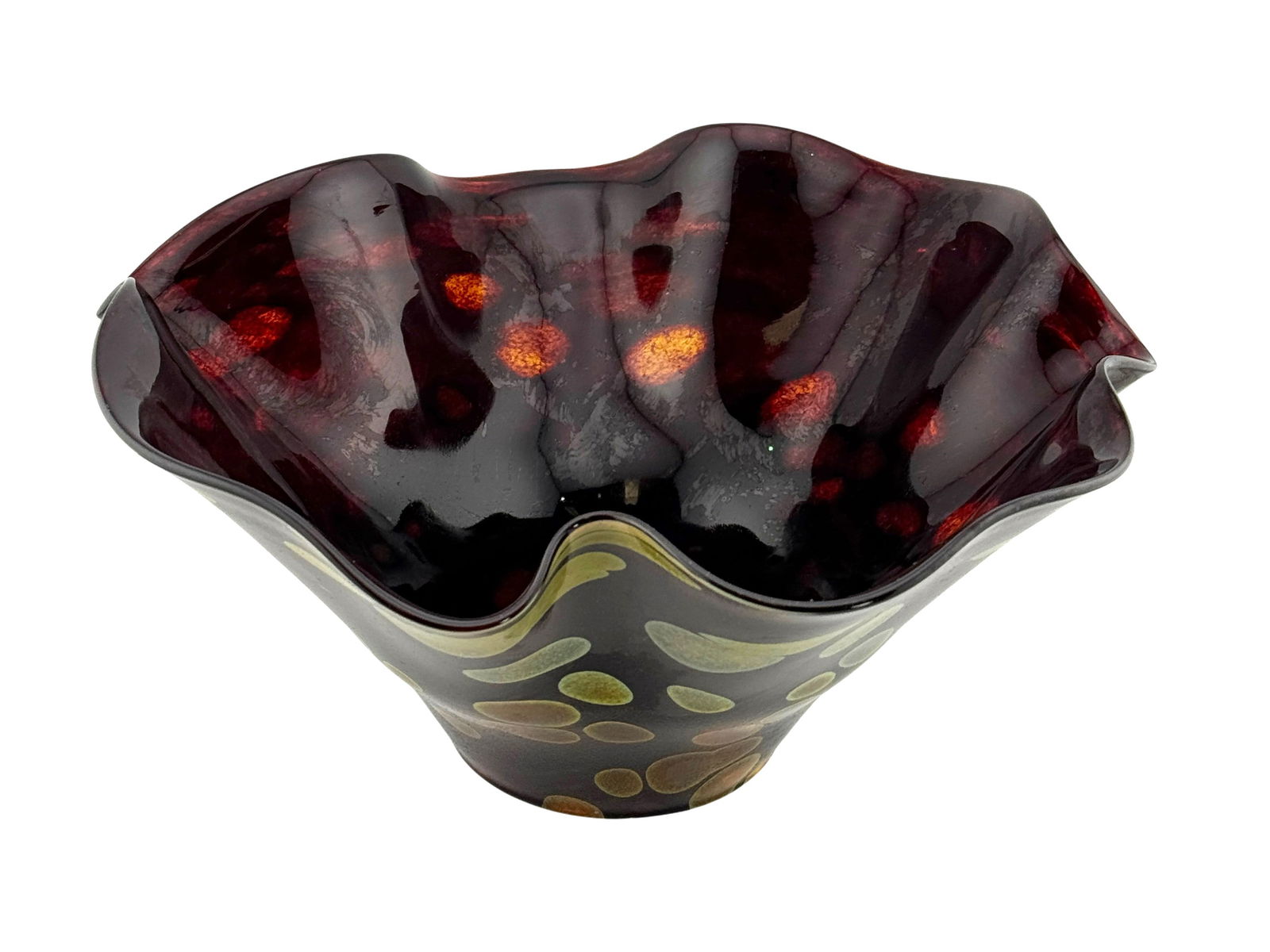 Glass Eye Red And Green Wavy Glass Bowl (1 of 4)