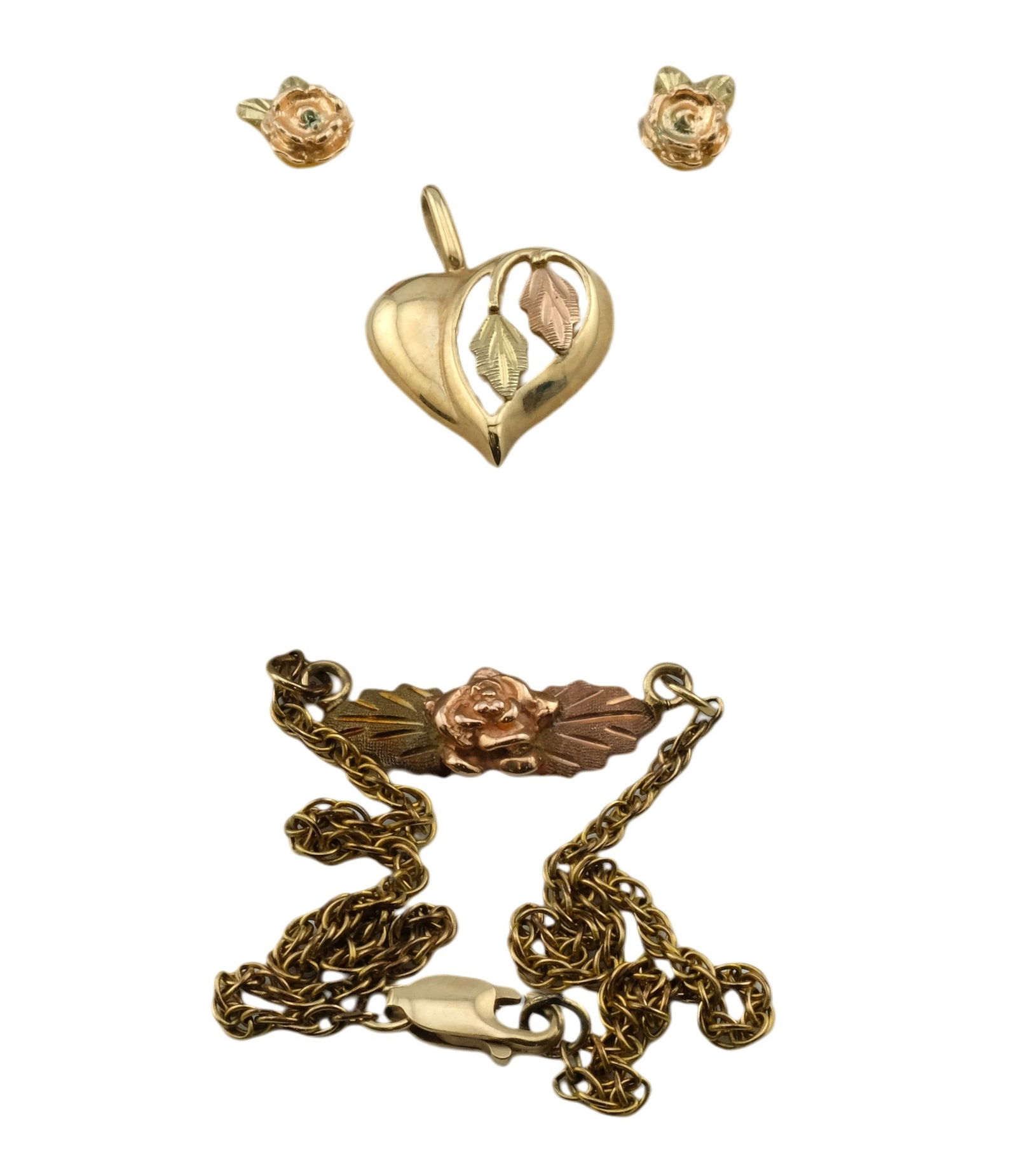 Black Hill 10K Tri-Color Gold Earring, Pendant and Bracelet (1 of 3)