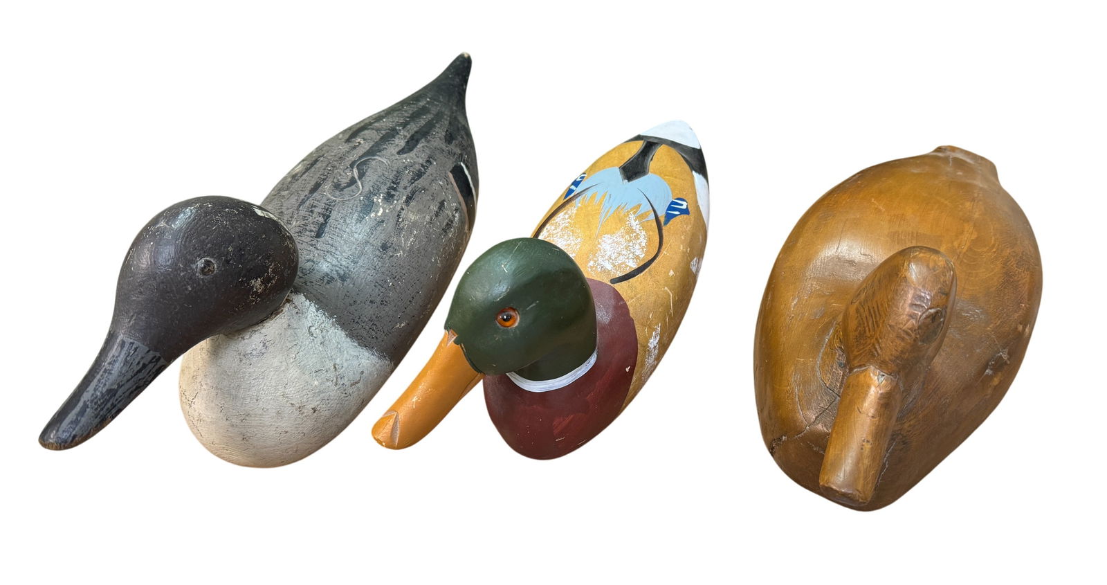 Lot of 3 Vintage Wooden Decoy Ducks (1 of 3)